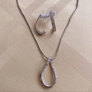 Matching earrings and necklace set, twist pendant, costume jewelry